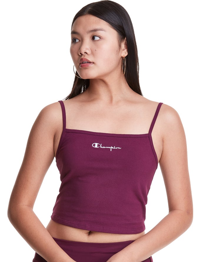 Champion Cropped Cami - Naisten TummanVioletit T-Paita - Suomi 3846950-LI